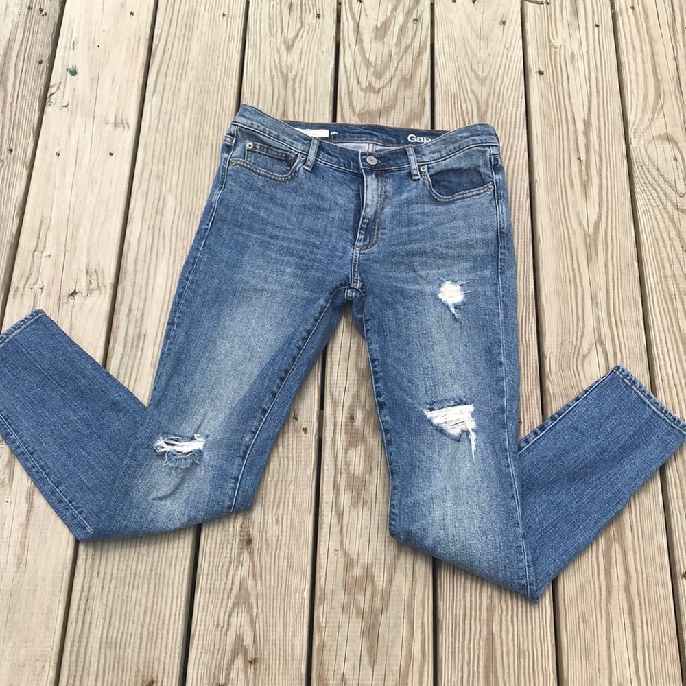 GAP  Medium Wash Distressed Skinny Jeans